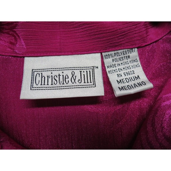 Vintage Pink Abstract Print Christie & Jill Size Medium Button Blouse 90s 80s - Picture 3 of 6